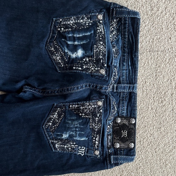 Miss Me Dark Blue Boot Cut Jeans with Embellishments - Picture 2 of 5